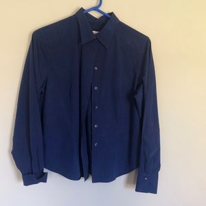 Talbots, blue, long sleeve, cotton button down, Women’s size 12